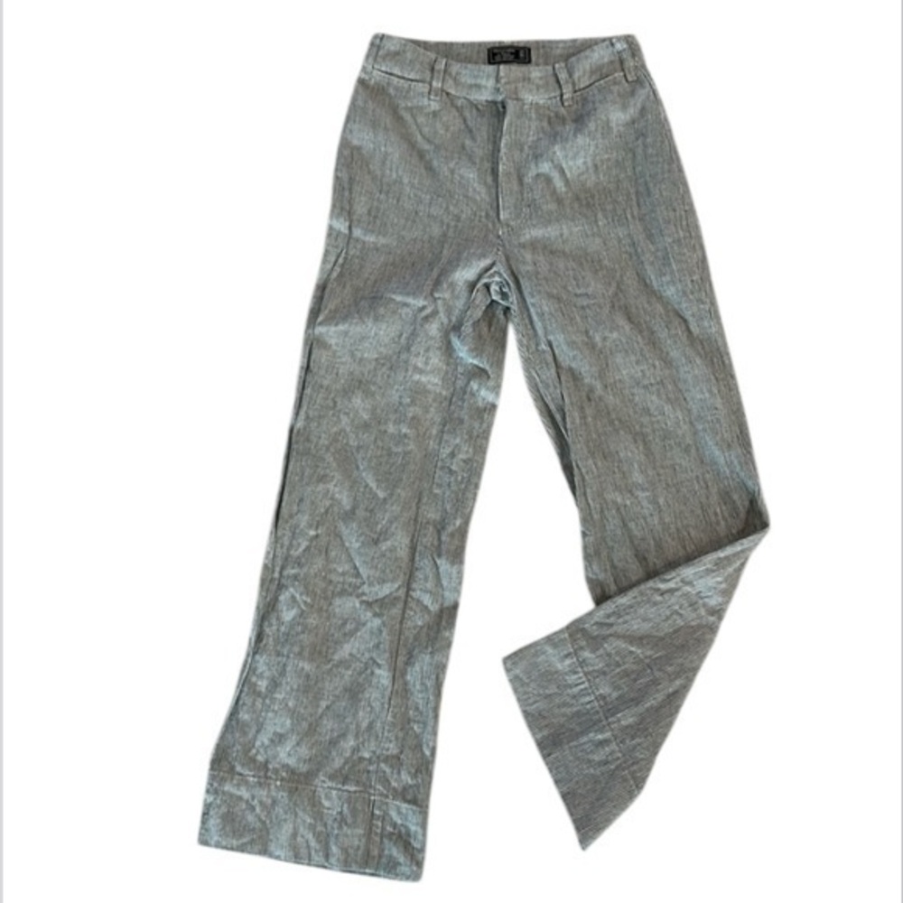 Abercrombie Annie high rise wide leg crop linen blend stripe pants size 24